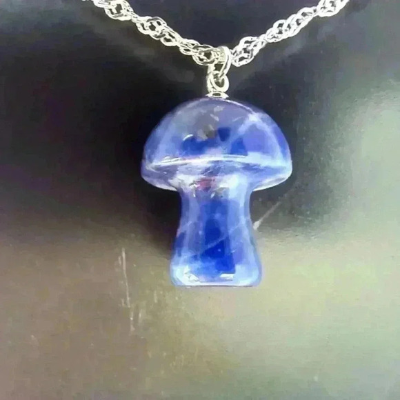 Stone Mushroom Silver Necklace - Picture 3 of 4